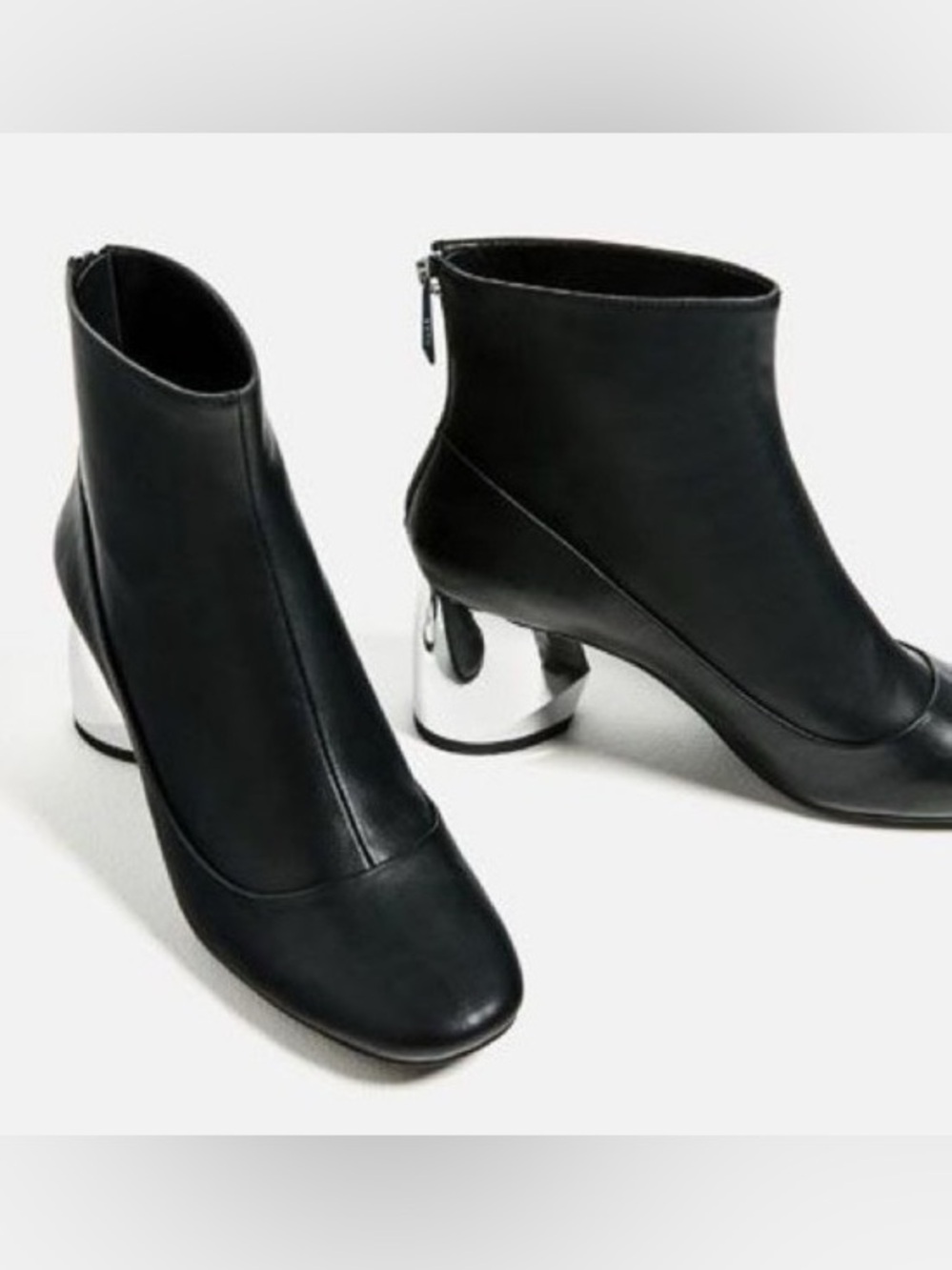 ZARA ANKLE BOOTS WITH MIRRORED HEELS